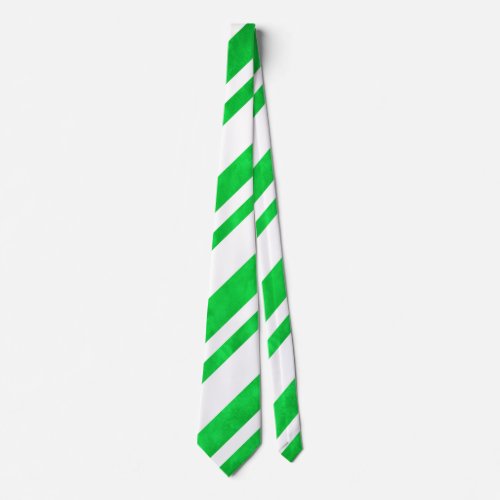 Green Watercolor Candy Cane Stripes Neck Tie