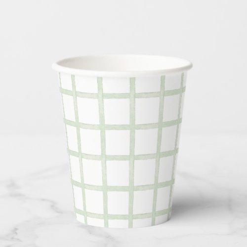 Green Watercolor Checked Paper Cup