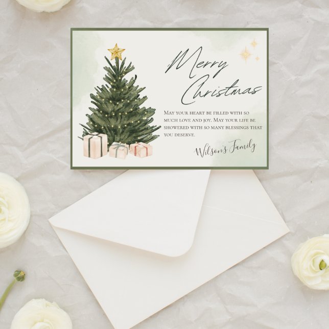 Green Watercolor Christmas Holiday Card (Creator Uploaded)