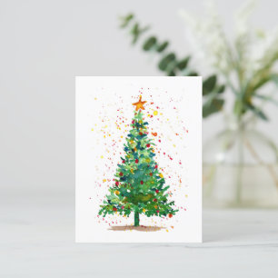 Green Watercolor Christmas Tree Postcard