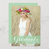 Green Watercolor Class of 202 Photo Graduation Announcement (Front/Back)