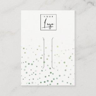 Green Watercolor Confetti Bow Hair Clip Display Business Card