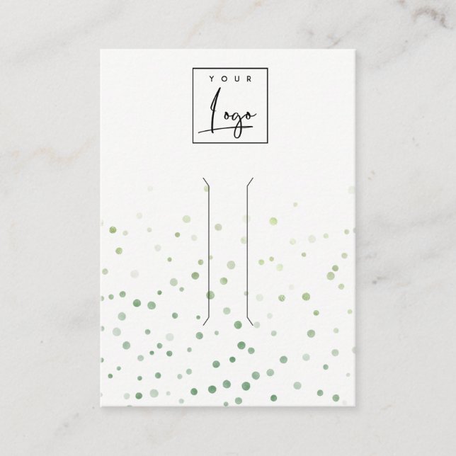 Green Watercolor Confetti Bow Hair Clip Display Business Card (Front)