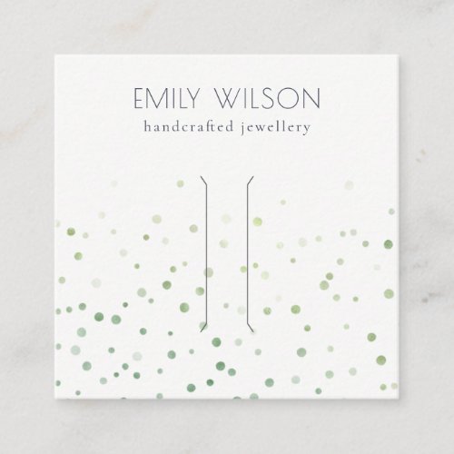 Green Watercolor Confetti Bow Hair Clip Display Square Business Card