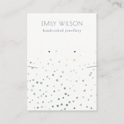 Green Watercolor Confetti Earring Necklace Display Business Card