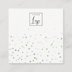 Green Watercolor Confetti Logo Earring Display Square Business Card