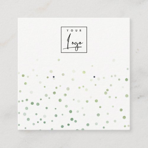 Green Watercolor Confetti Logo Earring Display Square Business Card