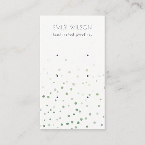 Green Watercolor Confetti Stud 3 Earring Display Business Card
