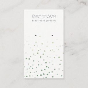Green Watercolor Confetti Stud Earring Display Business Card