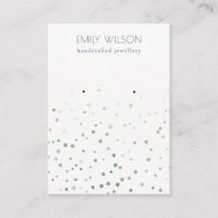 Green Watercolor Confetti Stud Earring Display Business Card
