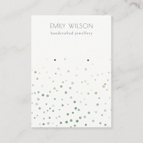 Green Watercolor Confetti Stud Earring Display Business Card