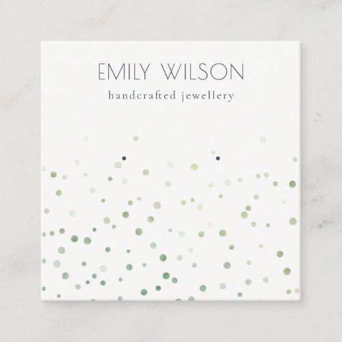 Green Watercolor Confetti Stud Earring Display Square Business Card