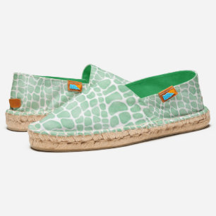 Green Watercolor Crocodile Skin Pattern Espadrilles