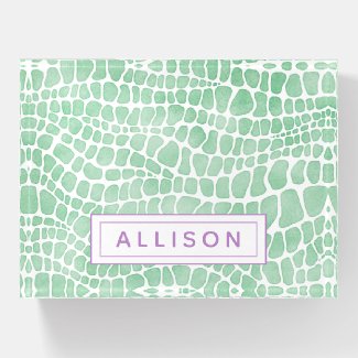 Green Watercolor Crocodile Skin - Personalized Paperweight