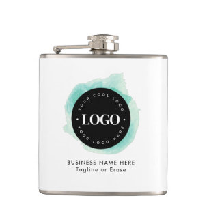 Green Watercolor Custom Business Company Logo Text Flask