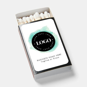 Green Watercolor Custom Business Company Logo Text Matchboxes