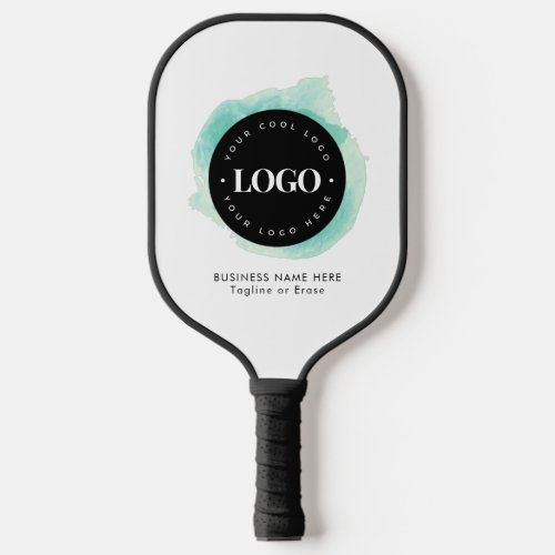 Green Watercolor Custom Business Company Logo Text Pickleball Paddle