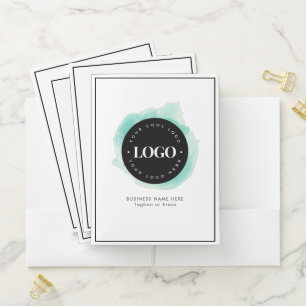 Green Watercolor Custom Business Company Logo Text Pocket Folder
