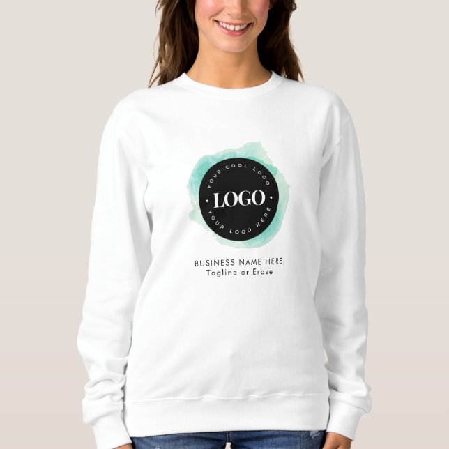 Green Watercolor Custom Business Company Logo Text Sweatshirt (Front)