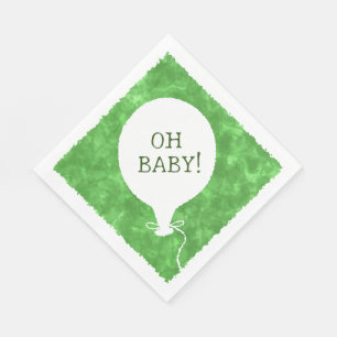 Green Watercolor Custom Text Baby Shower Oh Baby Napkins