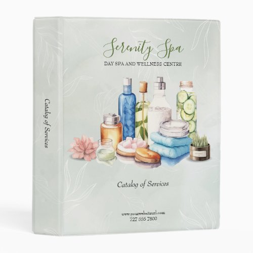 Green Watercolor Day Spa and Wellness Business Mini Binder