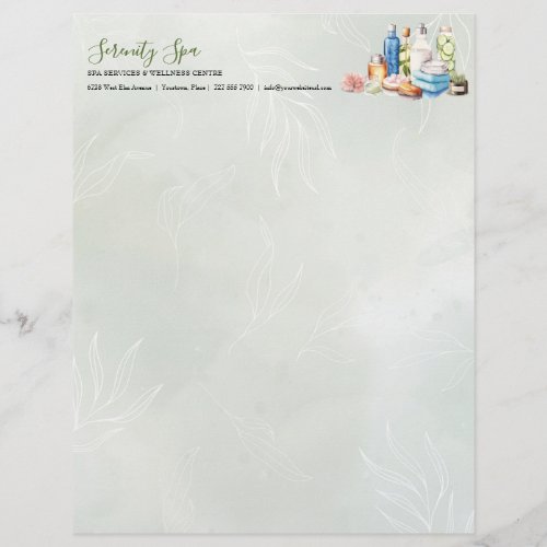 Green Watercolor Day Spa and Wellness Letterhead