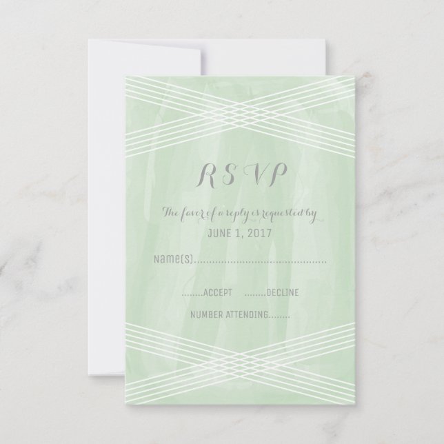 Green Watercolor Deco RSVP Card (Front)