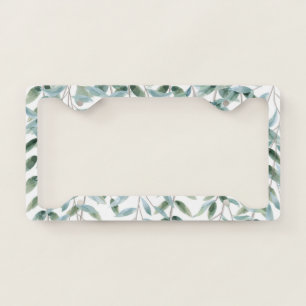 Green Watercolor Decorative Hanging Plants License Plate Frame