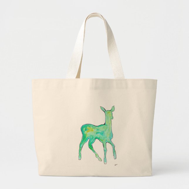 Green Watercolor Deer Bag (Front)