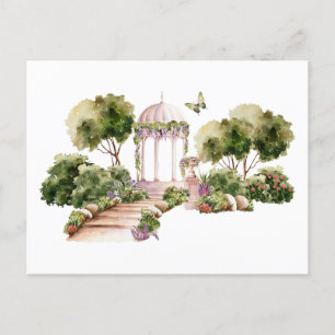 Green Watercolor Delightful Garden wedding Postcard