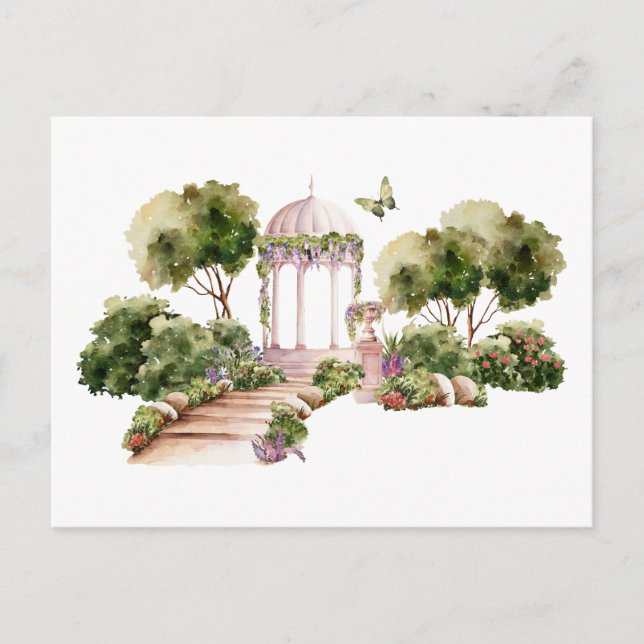 Green Watercolor Delightful Garden wedding  Postcard (Front)