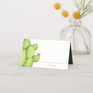 GREEN WATERCOLOR DESERT CACTUS FLOWER MONOGRAM PLACE CARD