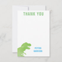 Green Watercolor Dinosaur Personalized Thank You Card