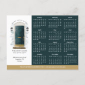 Green Watercolor Door Real Estate Calendar 2024 Postcard (Front)