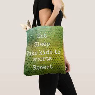 Green Watercolor Eat Sleep Kids To Sports Repeat Tote Bag
