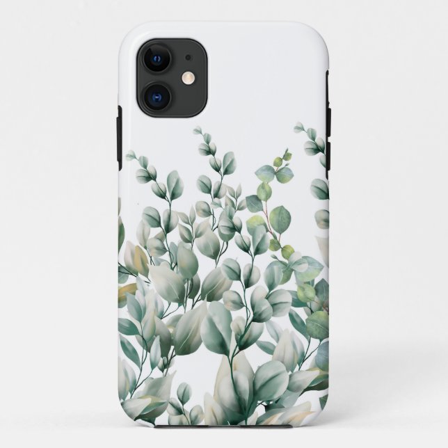 Green Watercolor Eucalyptus Leaf Case-Mate iPhone Case (Back)