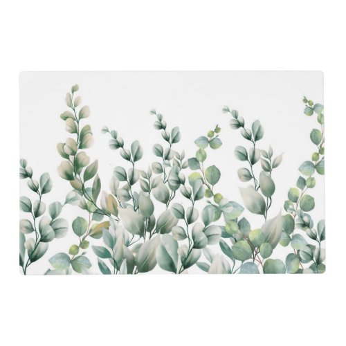 Green Watercolor Eucalyptus Leaf Placemat