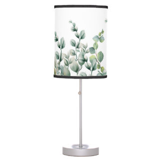 Green Watercolor Eucalyptus Leaf Table Lamp