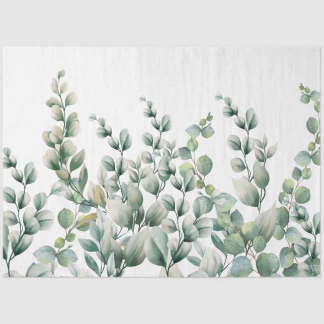 Green Watercolor Eucalyptus Leaf Tissue Paper (Front)