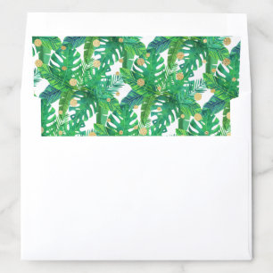 Green Watercolor Foliage & Gold Foil Confetti Dots Envelope Liner