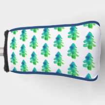 Green Watercolor Forest Pine Trees