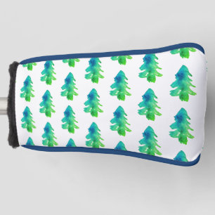 Green Watercolor Forest Pine Trees Golf Head Cover