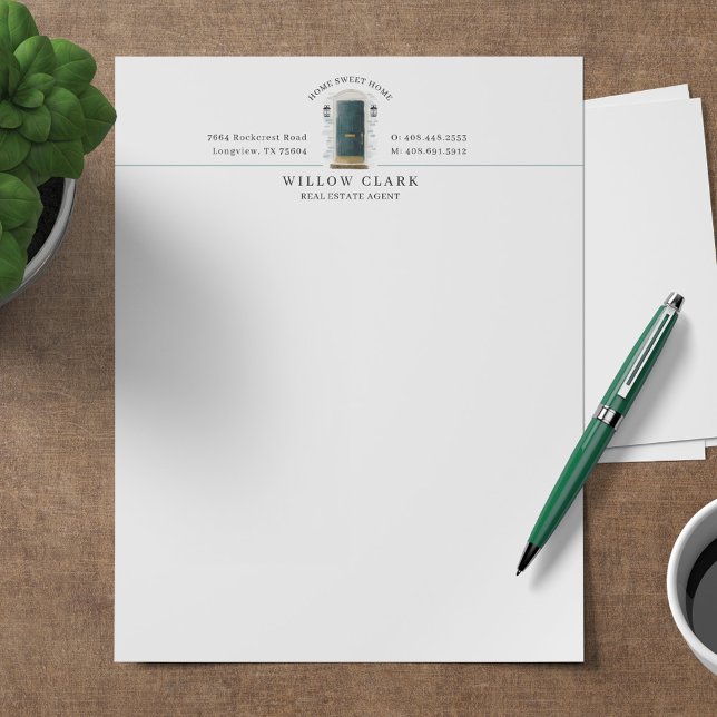 Green Watercolor Front Door Personalized Company Letterhead (Creator Uploaded)