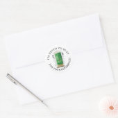 Green Watercolor Front Door Real Estate Referral Classic Round Sticker (Envelope)