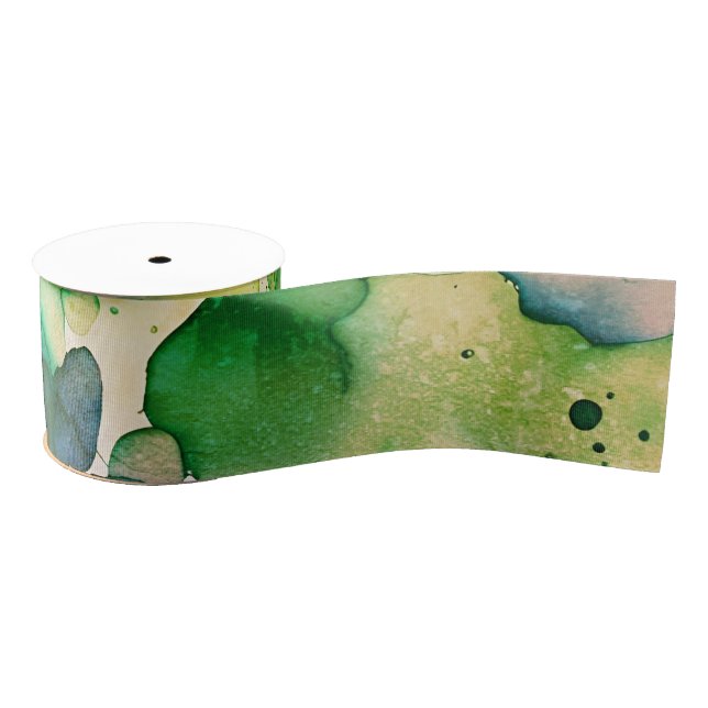 Green Watercolor Fusion  Grosgrain Ribbon (Spool)