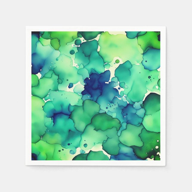 Green Watercolor Fusion  Napkins (Front)