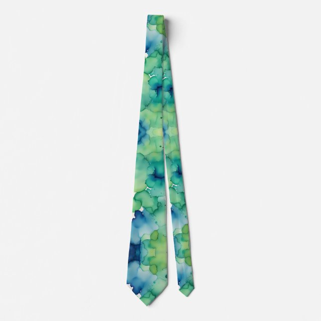 Green Watercolor Fusion  Neck Tie (Front)