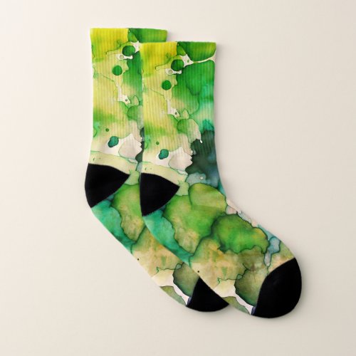 Green Watercolor Fusion  Socks