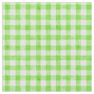 Green Watercolor Gingham Fabric