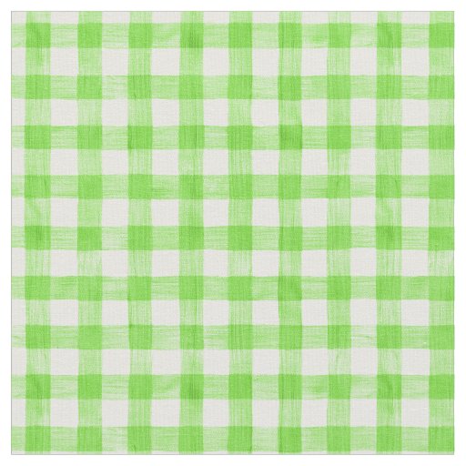 Green Watercolor Gingham Fabric
